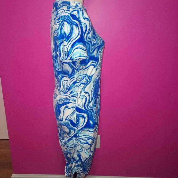 No Boundaries Ladies blue&white swirl bodycon dress (Size Large) - Picture 3 of 5